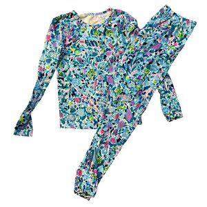 Lilly Pulitzer Girls Floral Mini Sammy Pajama Set Size 12